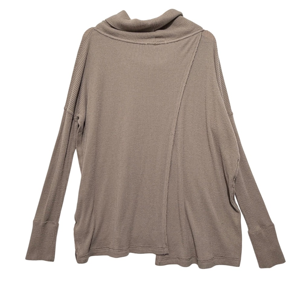 We The Free Free People Womens Sweater Cowl Neck Ribbed Knit Taupe Small Boho - Picture 4 of 9